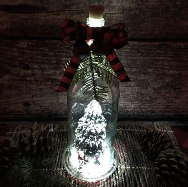 DIY LightUp Wine Bottle Snow Globe TeeDiddlyDee