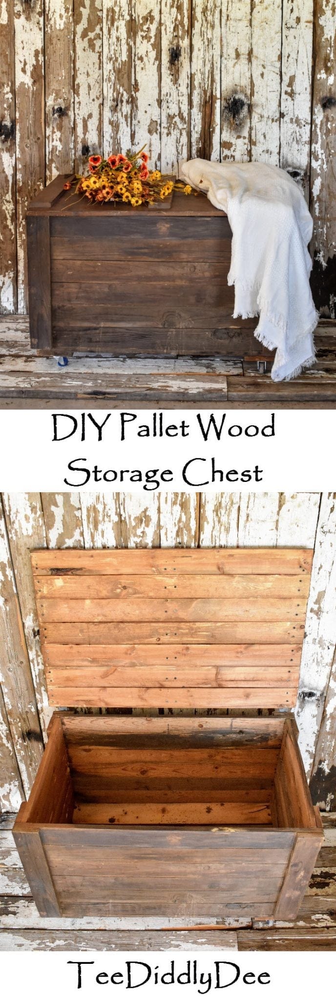 Diy Rustic Pallet Wood Storage Chest Teediddlydee