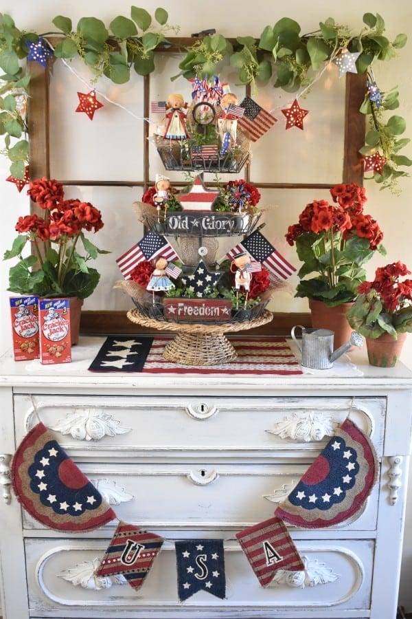 Diy Patriotic Three Tiered Stand Tray Fourth Of July Decor